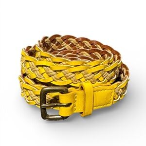 J. Crew Yellow and Tan Braided Belt